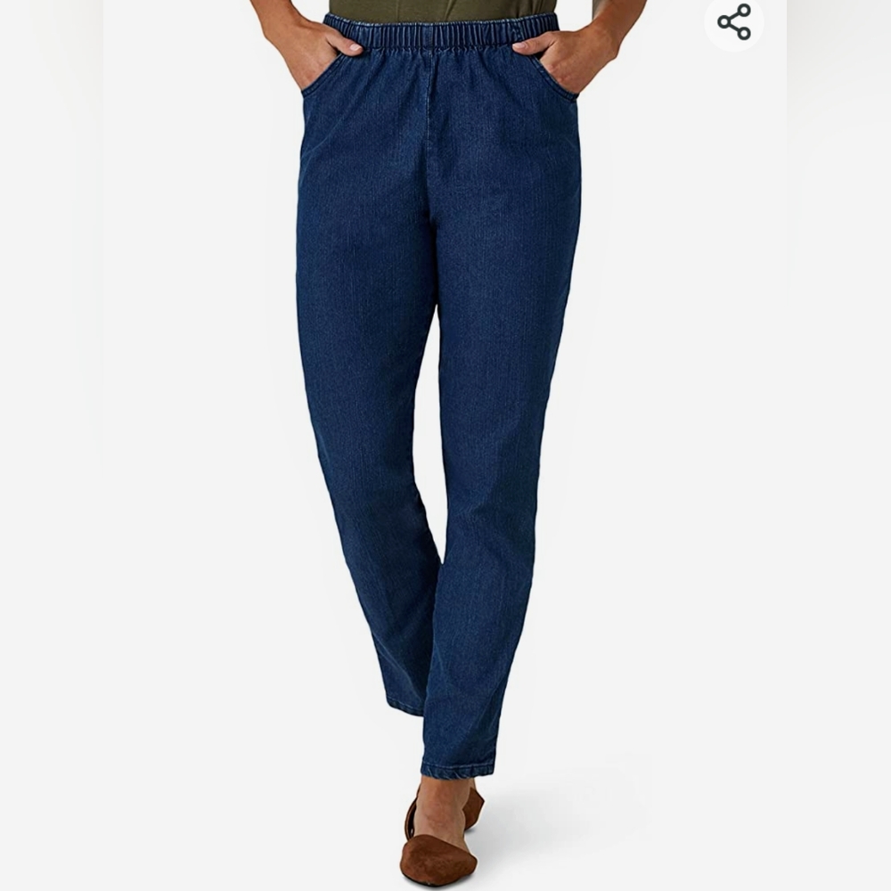 Women's Stretch Elastic Waist Pull-On Blue Pants Size 16P